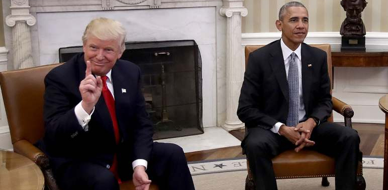 باراک اوباما و دونالد ترامپ نوامبر ۲۰۱۶